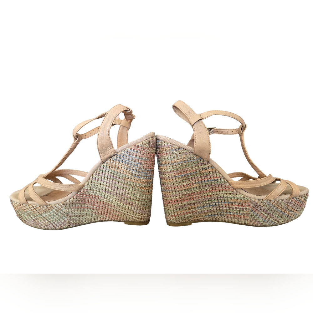 Aldo Beige and Multicolor Wedge Sandals